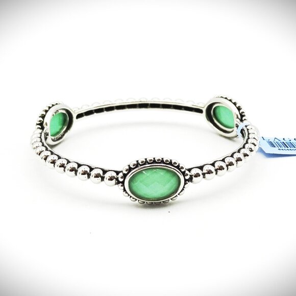 LAGOS Maya Sterling Variscite Oval Doubles Bangle Bracelet Size M - Picture 1 of 11